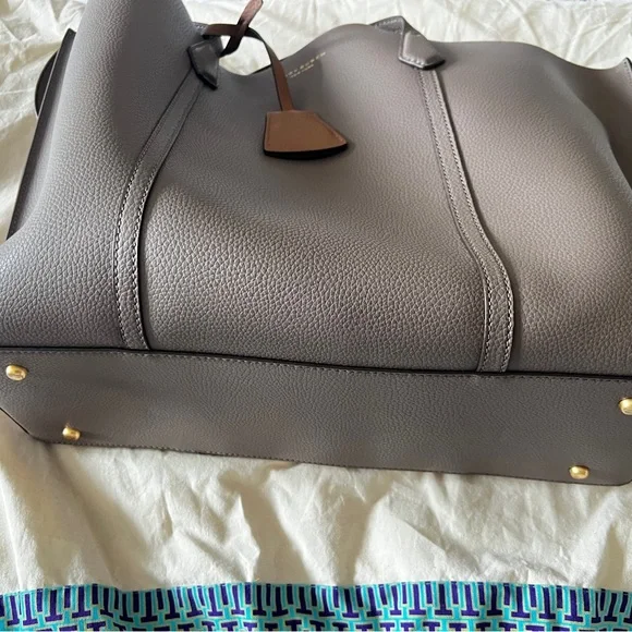 Tory Burch Perri Taupe Leather Tote Bag - Picture 3 of 5